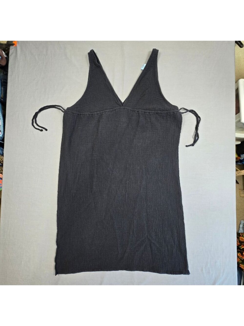 Shade & Shore XL Womens Sleeveless Black Gauze Sun Dress Swim Cover